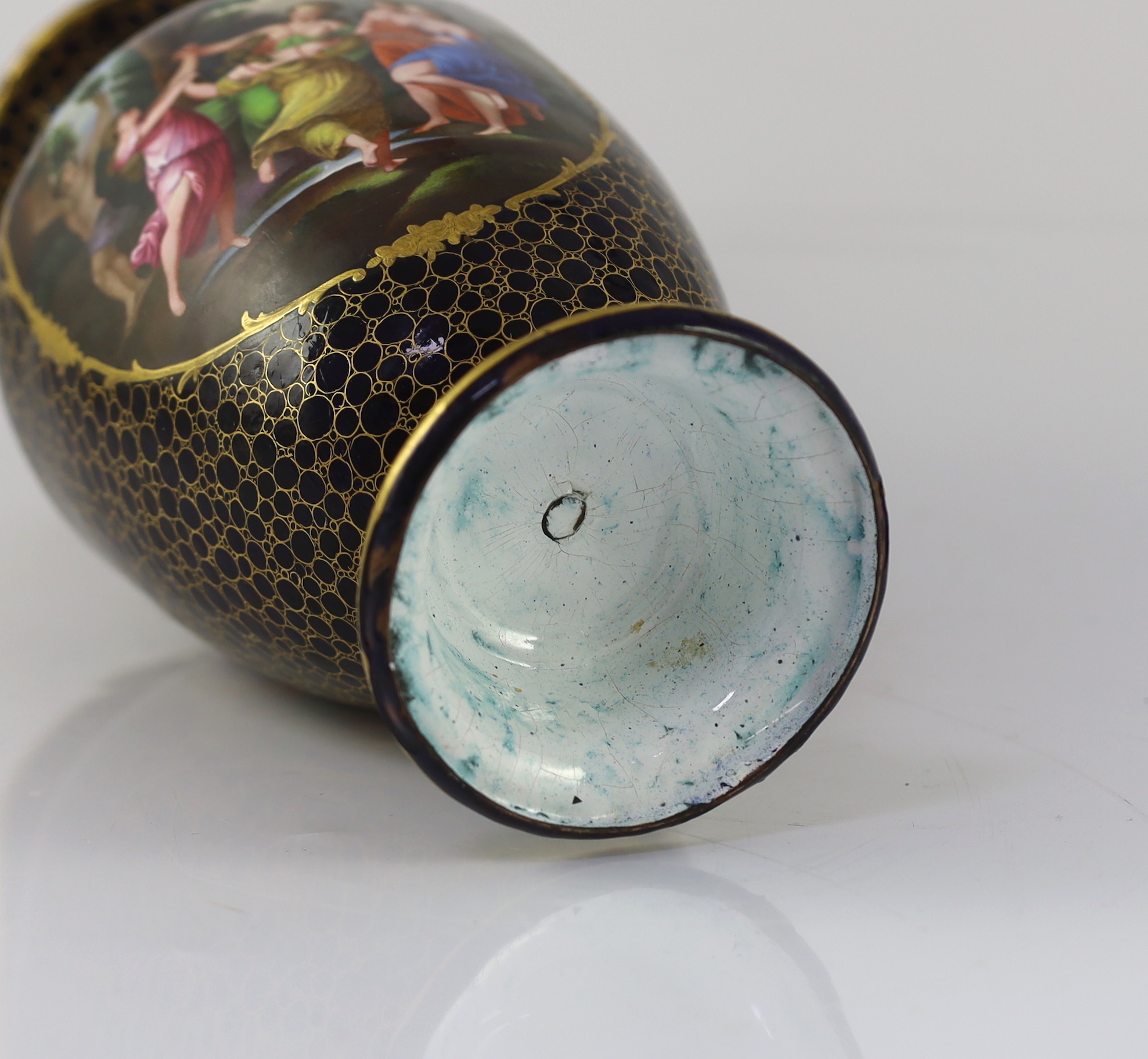 A rare neo-classical enamel on copper vase, probably Vienna 18th/19th century